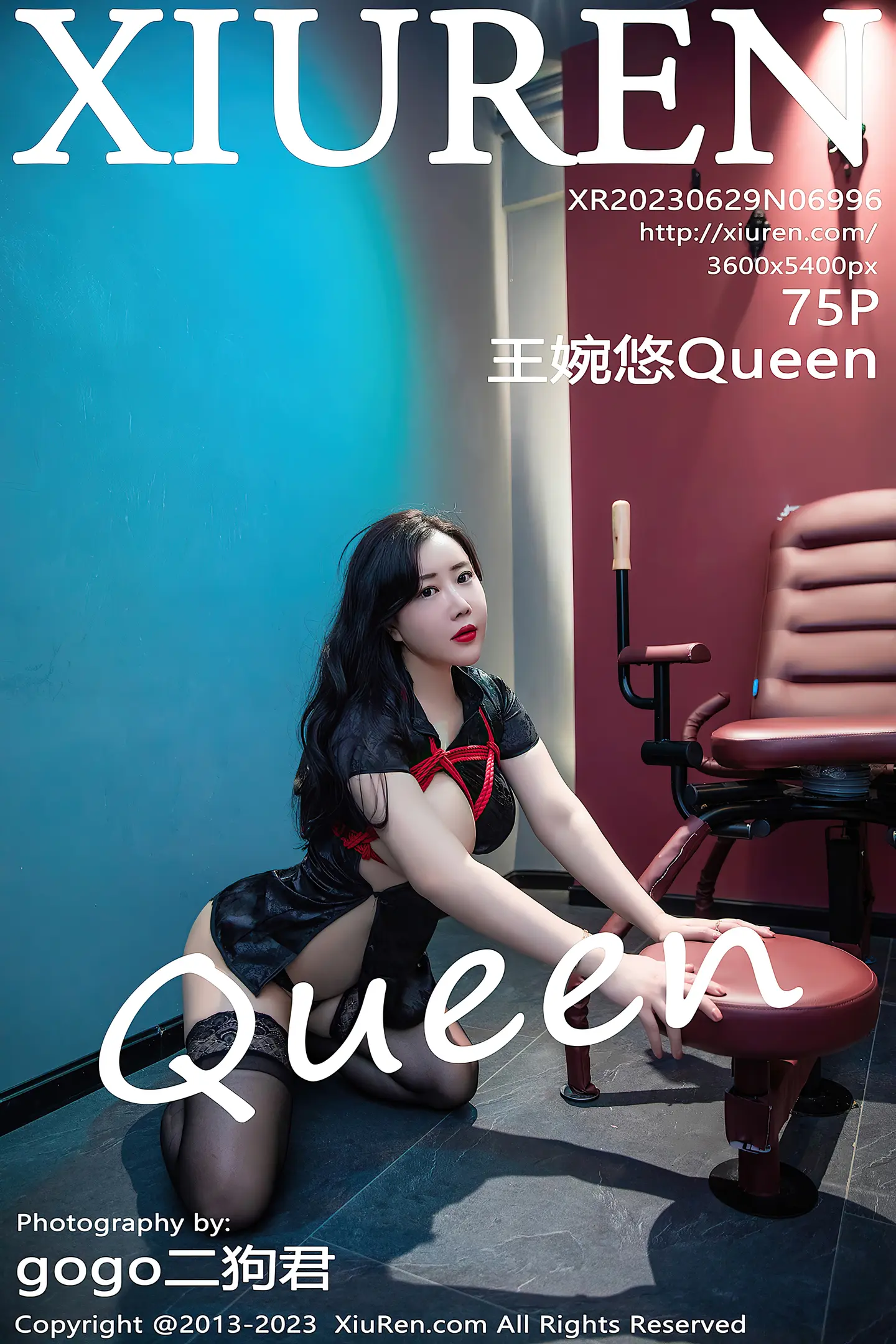 [XiuRen秀人网] 2023.06.29 VOL.6996 王婉悠Queen捆绑主题性感黑色服饰配超薄黑丝极致魅惑写真75P-秀人网官方网站